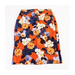 J. Crew Flower Print Silk-Wool Lined Pencil Skirt SZ6